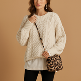 Oversized gruby sweter damski z okraglym dekoltem | Lotte