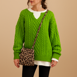 Oversized gruby sweter damski z okraglym dekoltem | Lotte