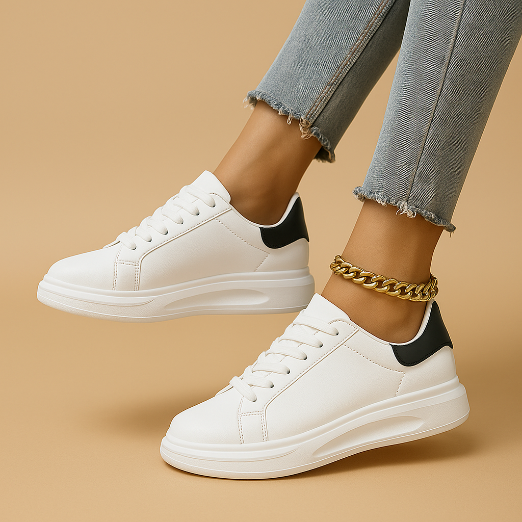 Biale skórzane sneakersy o minimalistycznym designie dla kobiet | Jinte